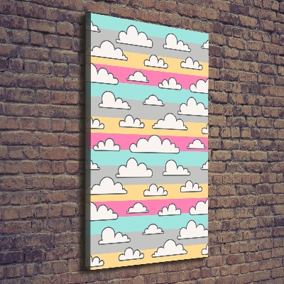 Cuadro canvas decorativo para salón vertical Fondo de nubes de colores
