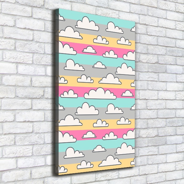 Cuadro canvas decorativo para salón vertical Fondo de nubes de colores