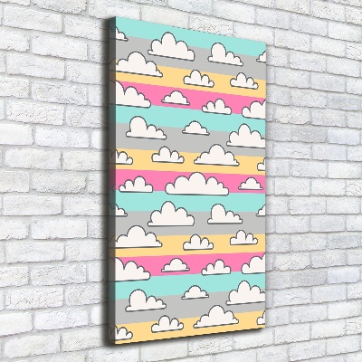 Cuadro canvas decorativo para salón vertical Fondo de nubes de colores