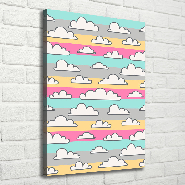 Cuadro canvas decorativo para salón vertical Fondo de nubes de colores
