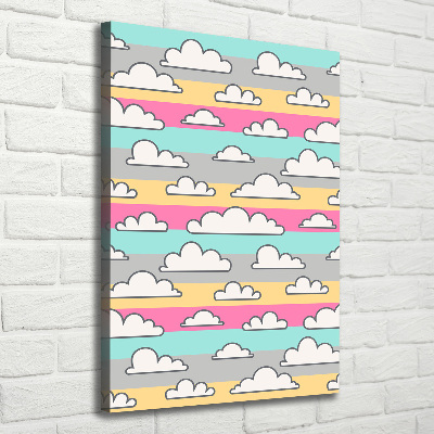 Cuadro canvas decorativo para salón vertical Fondo de nubes de colores