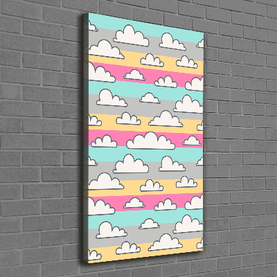 Cuadro canvas decorativo para salón vertical Fondo de nubes de colores