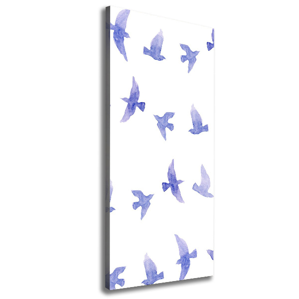 Cuadro canvas decorativo para salón vertical Golondrinas azules