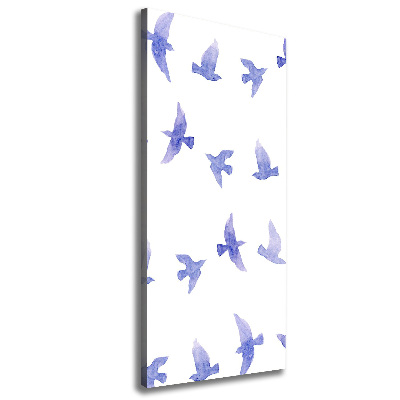 Cuadro canvas decorativo para salón vertical Golondrinas azules