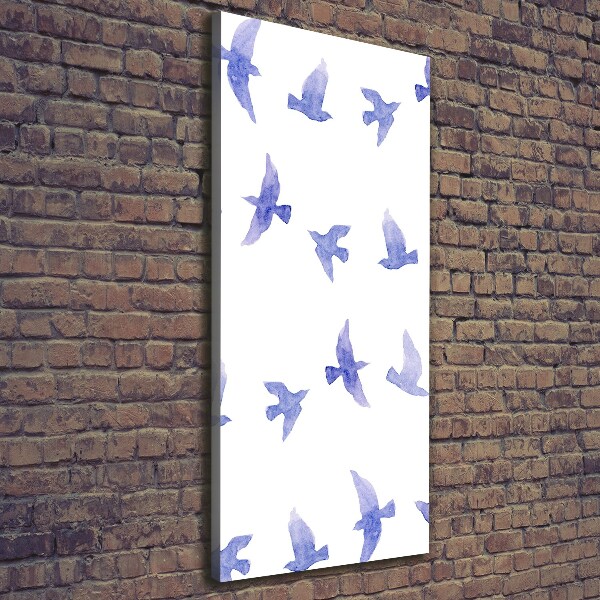 Cuadro canvas decorativo para salón vertical Golondrinas azules