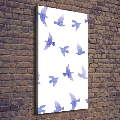 Cuadro canvas decorativo para salón vertical Golondrinas azules