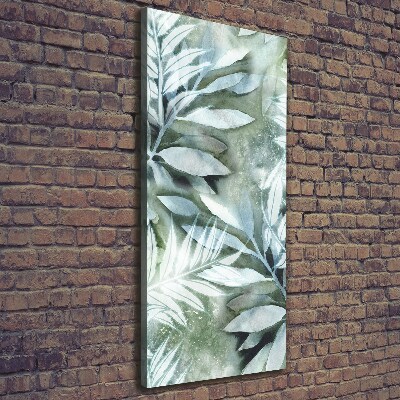 Cuadro canvas decorativo para salón vertical Hojas