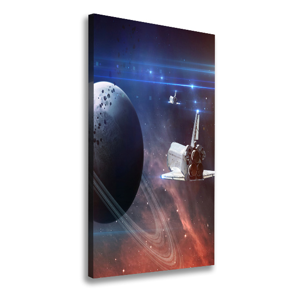 Cuadro canvas decorativo para salón vertical Astronave