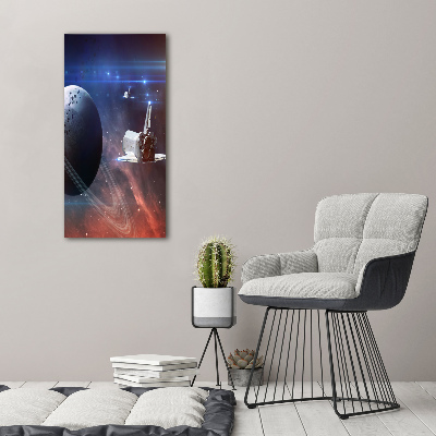 Cuadro canvas decorativo para salón vertical Astronave