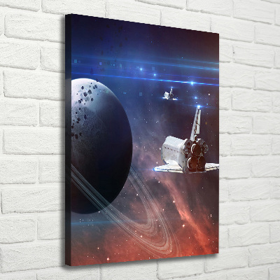 Cuadro canvas decorativo para salón vertical Astronave