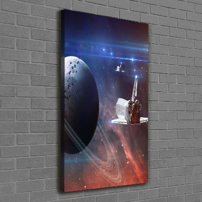 Cuadro canvas decorativo para salón vertical Astronave