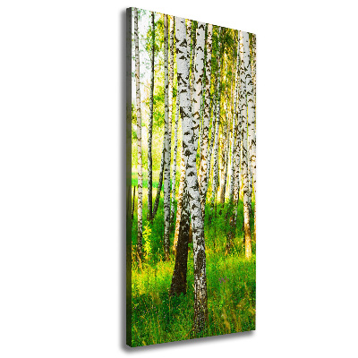 Cuadro moderno en lienzo resistente uv vertical bosque de abedules