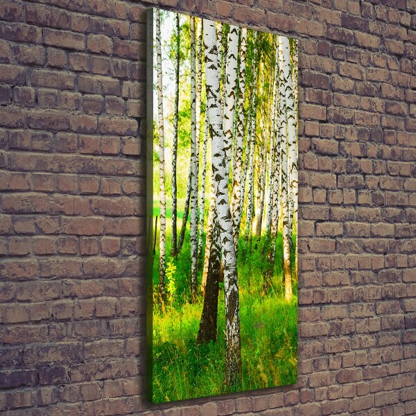 Cuadro moderno en lienzo resistente uv vertical bosque de abedules