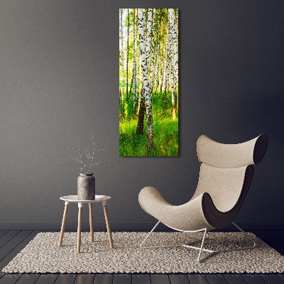 Cuadro moderno en lienzo resistente uv vertical bosque de abedules