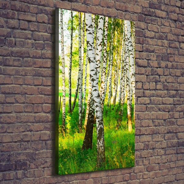 Cuadro moderno en lienzo resistente uv vertical bosque de abedules