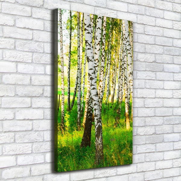 Cuadro moderno en lienzo resistente uv vertical bosque de abedules