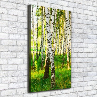 Cuadro moderno en lienzo resistente uv vertical bosque de abedules