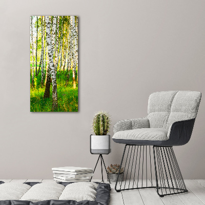 Cuadro moderno en lienzo resistente uv vertical bosque de abedules
