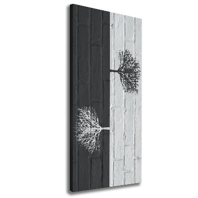 Fotografía en lienzo vertical Árboles en la pared