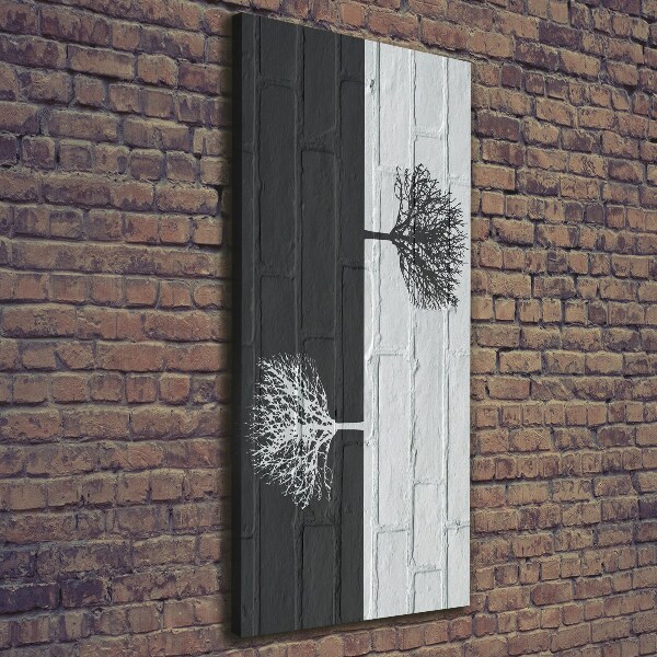 Fotografía en lienzo vertical Árboles en la pared
