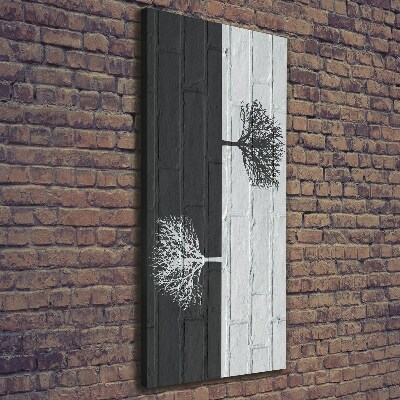 Fotografía en lienzo vertical Árboles en la pared