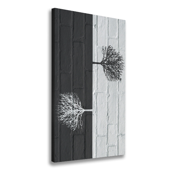 Fotografía en lienzo vertical Árboles en la pared