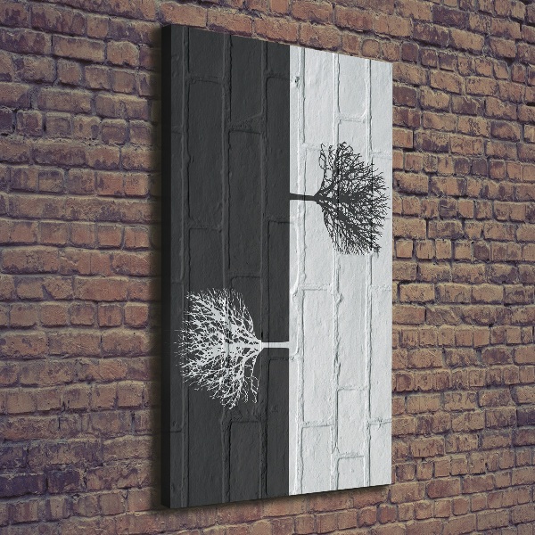 Fotografía en lienzo vertical Árboles en la pared