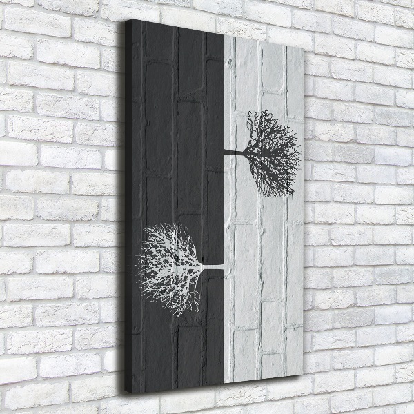 Fotografía en lienzo vertical Árboles en la pared