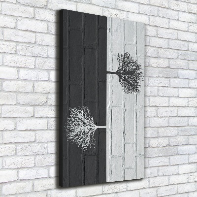 Fotografía en lienzo vertical Árboles en la pared