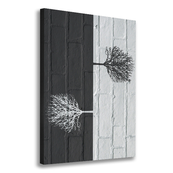 Fotografía en lienzo vertical Árboles en la pared