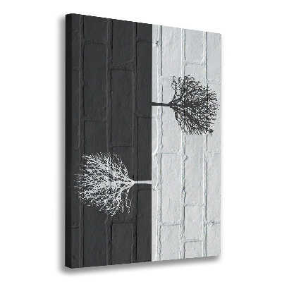 Fotografía en lienzo vertical Árboles en la pared