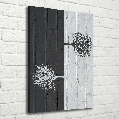 Fotografía en lienzo vertical Árboles en la pared