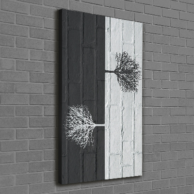 Fotografía en lienzo vertical Árboles en la pared