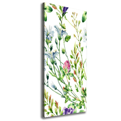 Cuadro canvas decorativo para salón vertical Flores silvestres