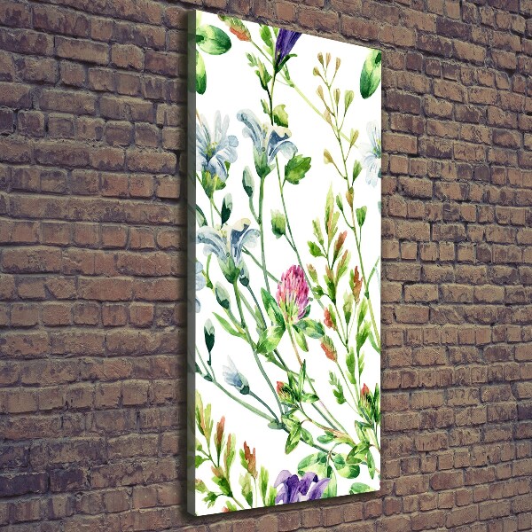 Cuadro canvas decorativo para salón vertical Flores silvestres