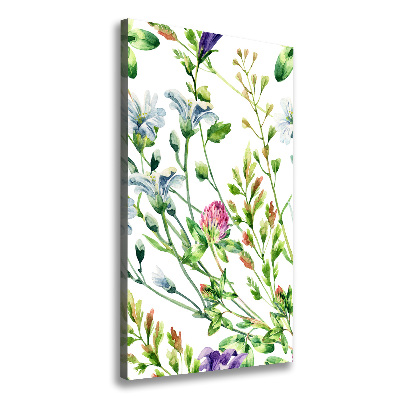 Cuadro canvas decorativo para salón vertical Flores silvestres