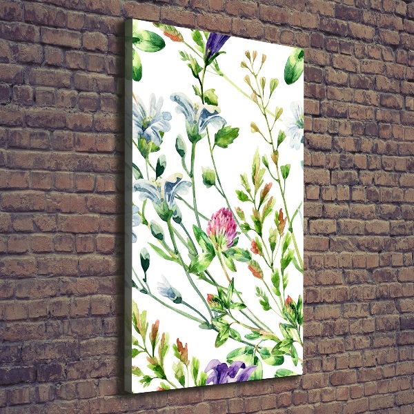 Cuadro canvas decorativo para salón vertical Flores silvestres