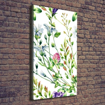 Cuadro canvas decorativo para salón vertical Flores silvestres