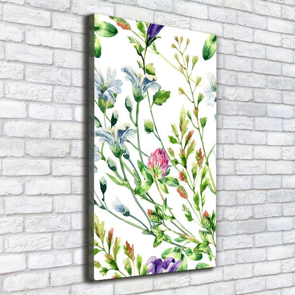 Cuadro canvas decorativo para salón vertical Flores silvestres