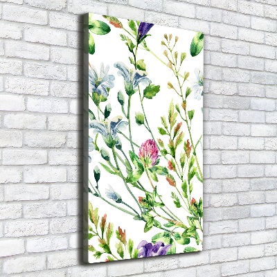 Cuadro canvas decorativo para salón vertical Flores silvestres