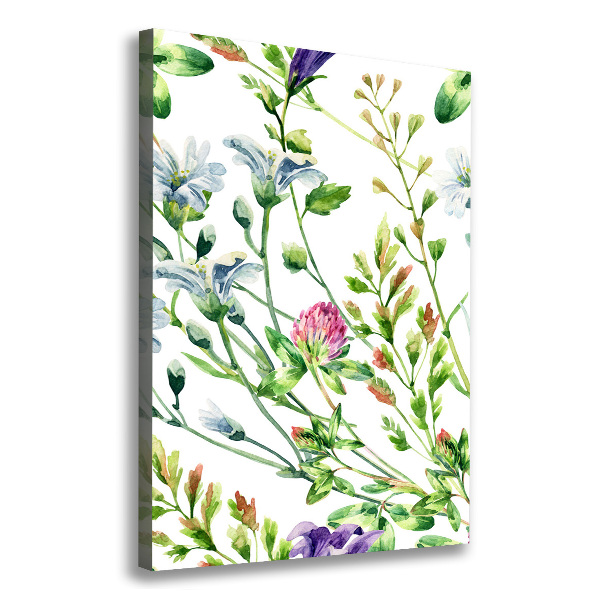 Cuadro canvas decorativo para salón vertical Flores silvestres