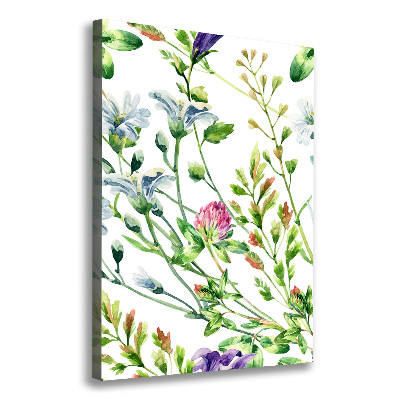 Cuadro canvas decorativo para salón vertical Flores silvestres