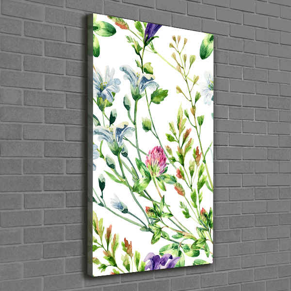 Cuadro canvas decorativo para salón vertical Flores silvestres