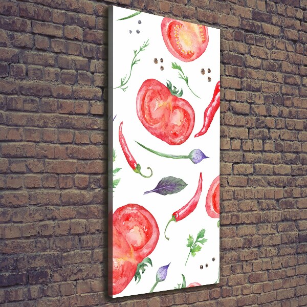 Cuadro canvas decorativo para salón vertical Verduras