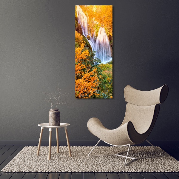 Cuadro canvas decorativo para salón vertical Cascada en otoño