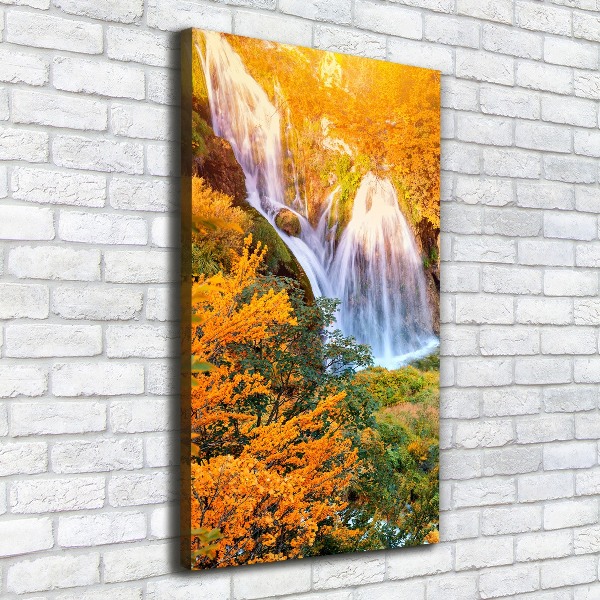 Cuadro canvas decorativo para salón vertical Cascada en otoño