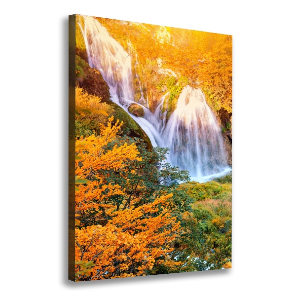 Cuadro canvas decorativo para salón vertical Cascada en otoño