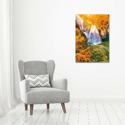 Cuadro canvas decorativo para salón vertical Cascada en otoño