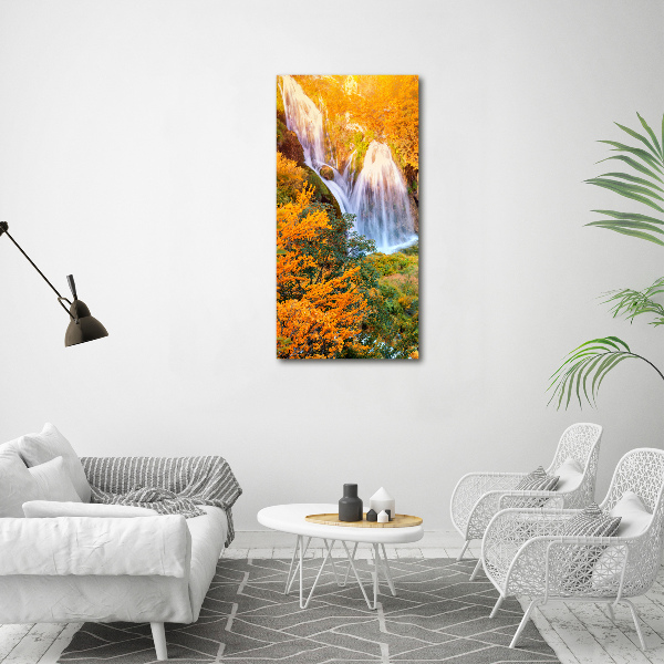 Cuadro canvas decorativo para salón vertical Cascada en otoño