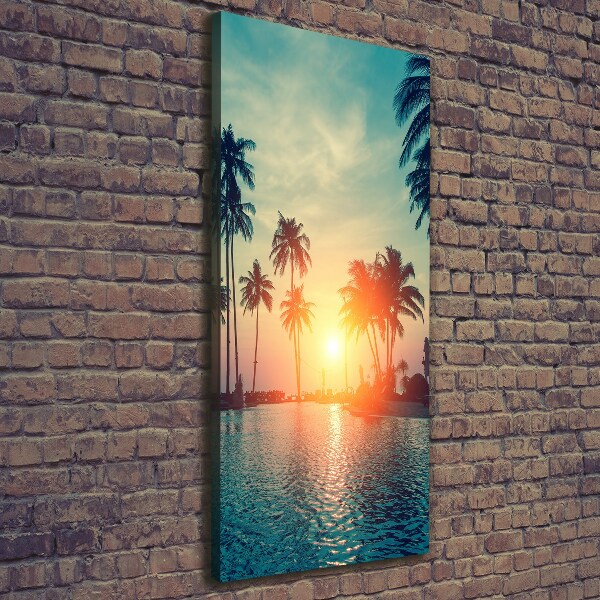 Cuadro moderno en lienzo resistente uv vertical Playa tropical
